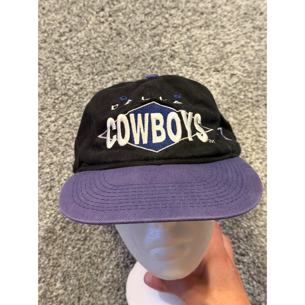 VTG Logo 7 Hat Mens OSFM Black Dallas Cowboys Snapback NFL Star Cap 90's Diamond